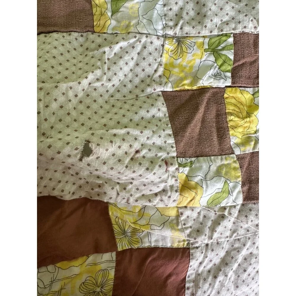 Vintage Quilt Handmade Patchwork Brown Accents 67